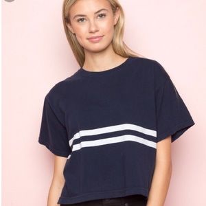 Brandy Melville Navy and white stripes tee